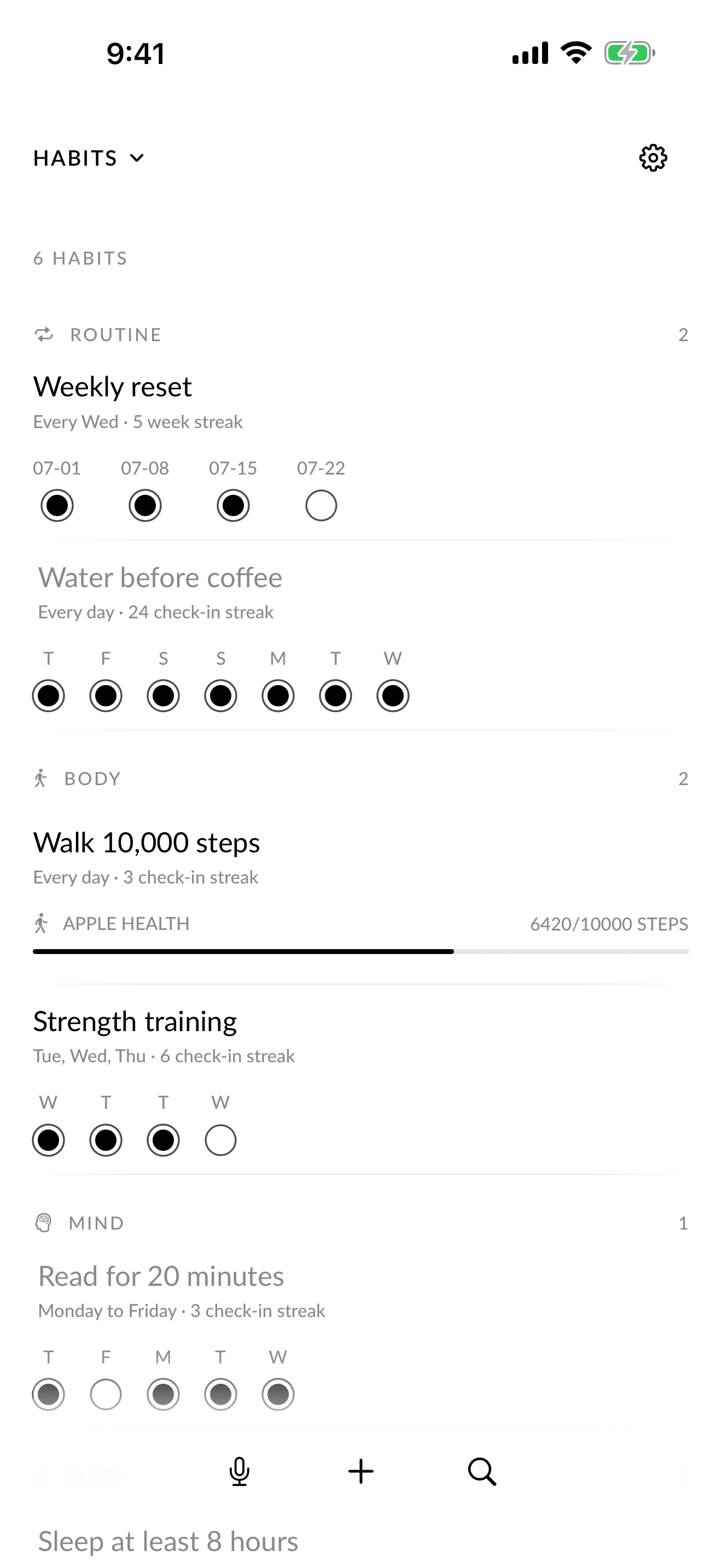 Clarity Habits with simple weekly check-ins.